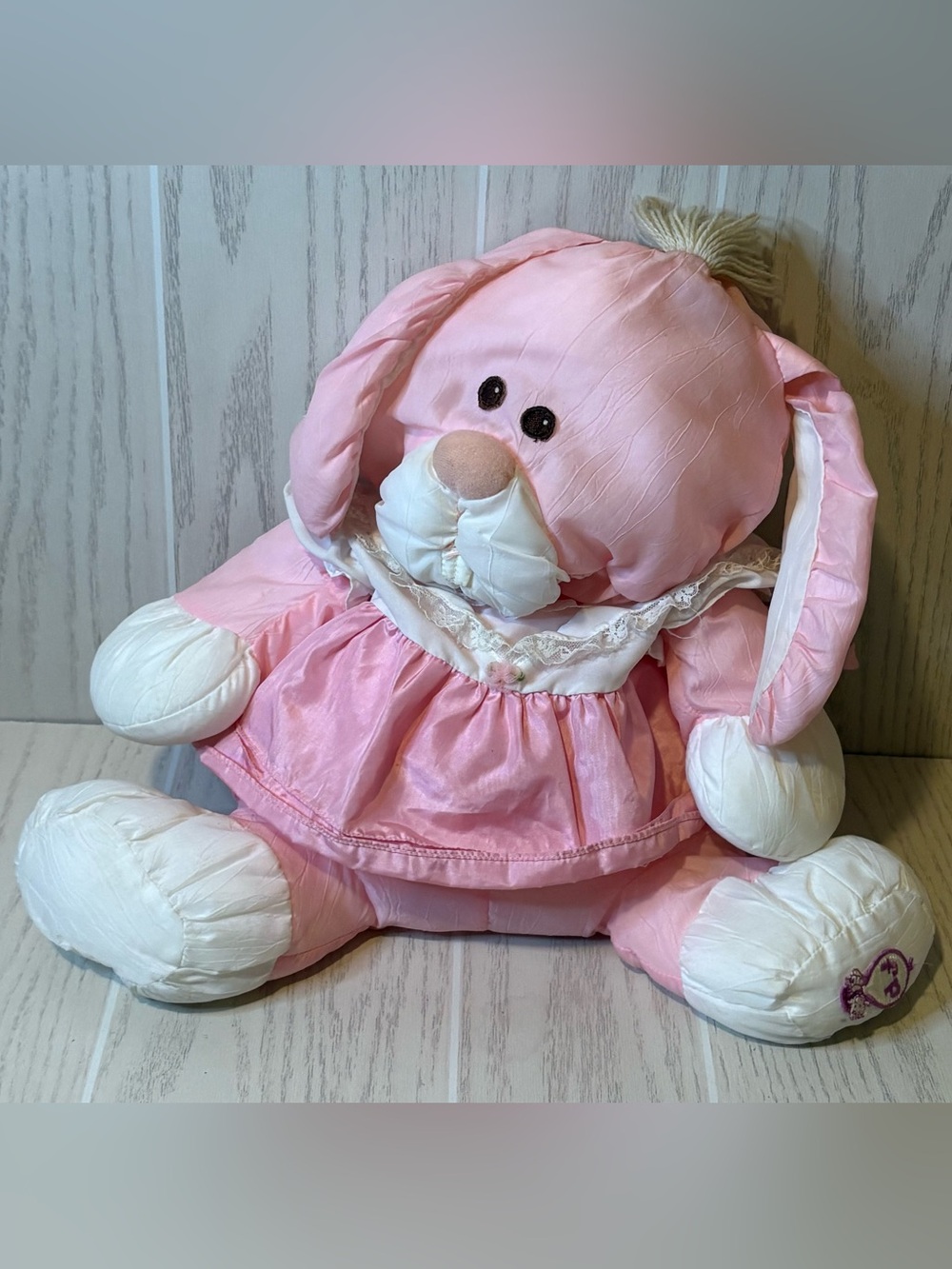 Vintage Fisher Price 1986 Puffalump Bunny Rabbit- With Pink Dress Nostalgia